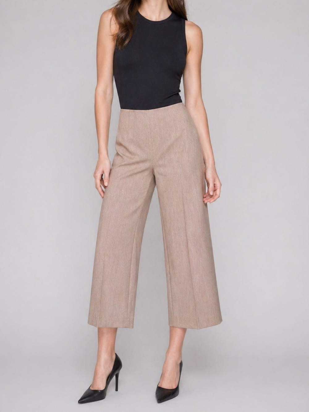 Charlie B women’s cropped Wide Leg Pant size 8 - Truffle